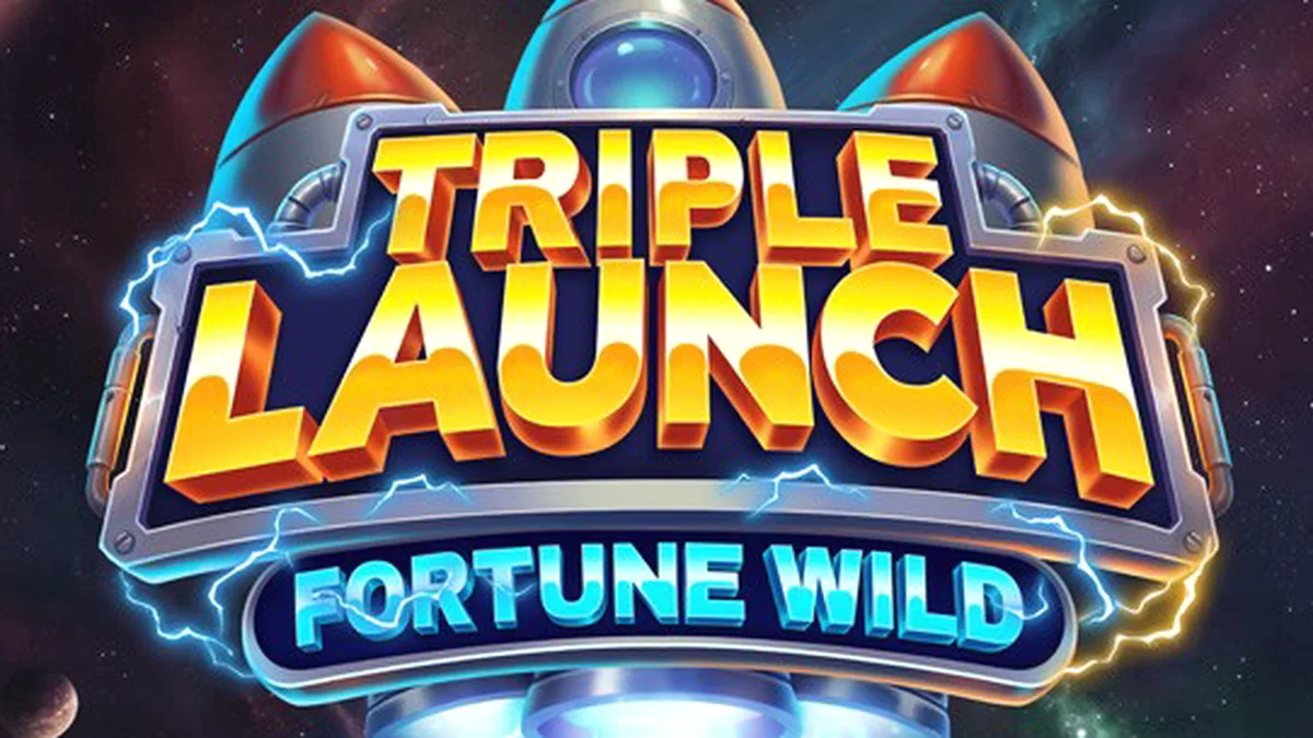 Interface de jogo do slot Triple Launch Fortune Wild com rolos e símbolos